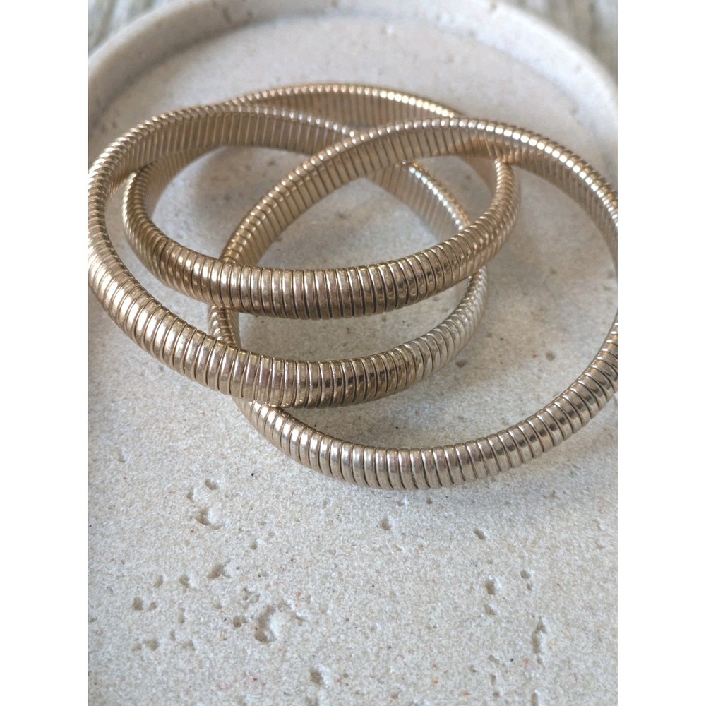 Goldtone‎ Triple Snake Chain Bracelet Layering Stackable Classic Runway Glam